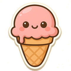 Ice cream cartoon character sticker vector