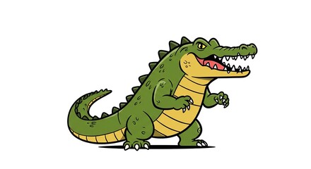 Fototapeta premium Cartoon Alligator Illustration with Open Mouth and Sharp Teeth