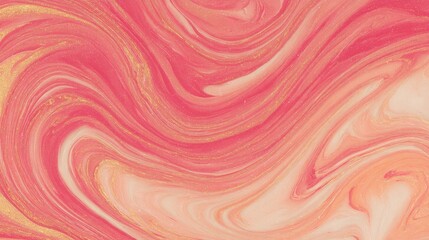 Elegant flat marbled background with fluid swirls and liquid blending of vivid rose, champagne, and apricot tones. Minimalist luxury texture with shimmer sparkle and natural abstract aesthetic.