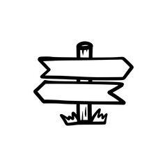 Camping Adventure Doodle Vector Illustration: Camp and Tent Signpost