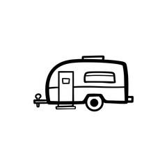 Fototapeta premium Hand-Drawn Caravan Vector Illustration with Doodle Line Art