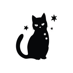 Starry Cat Eyes Vector Silhouette Decor