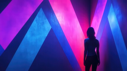 varying shades of blue and purple, creating a dynamic, modern feel that emphasizes geometric patterns and sharp angles