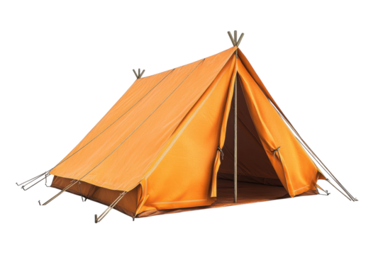 Discover the Adventure Within A Vibrant Vintage Orange Tent Beckons Promising Shelter Stories on transparent background