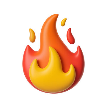 A vibrant hot burning fire icon symbol 3d rendering isolated on transparent background. Png