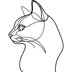 Cat portrait, line art style, black and white, for pet adoption websites