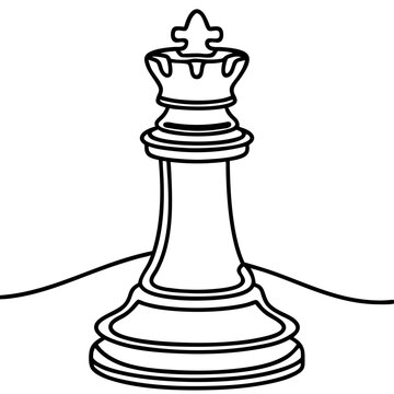 recommend clip art: Chess queen piece, line art style, in black and white, for game strategy illustration