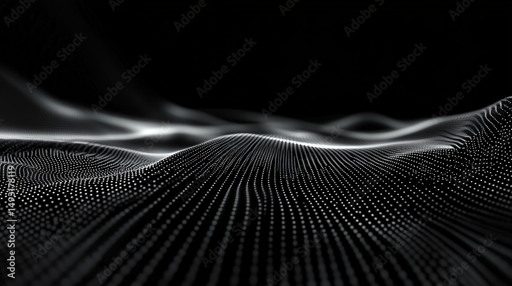 Poster digital grid, symbolizing the growth of ai technology with pulsating points representing data transf