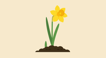 Pixel Art Yellow Daffodil In Ground