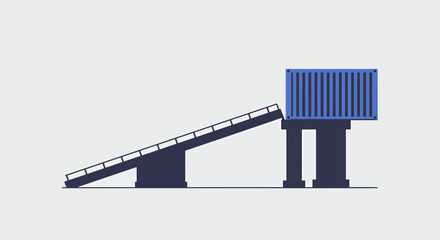 Pixel Art Ramp Loading Container Architecture Illustration