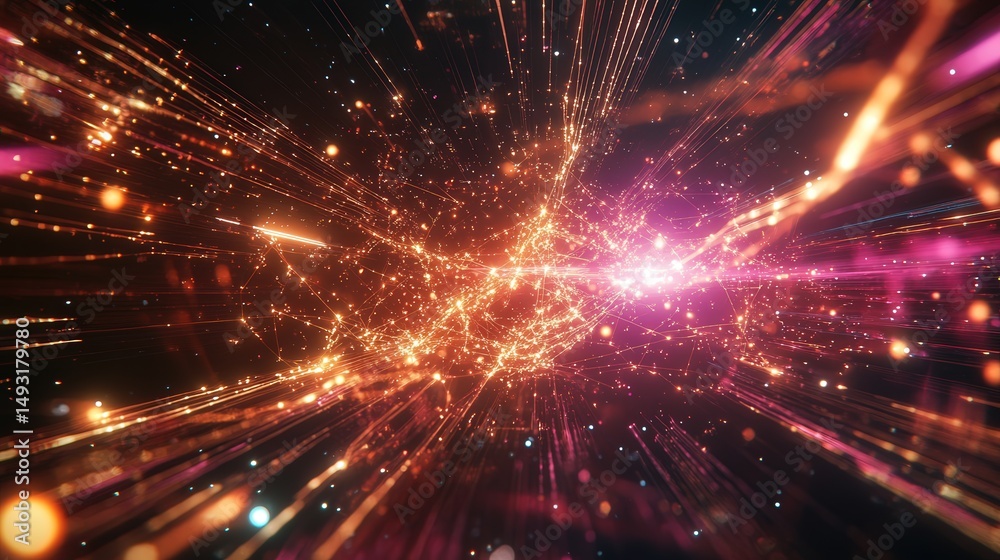 Poster technology network background, showcasing data pathways, glowing nodes, and interconnected lines tha