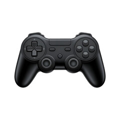 Black game controller isolated on transparent background. Png