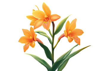 Obraz premium Radiant orange orchids blooming gracefully symbolizing hope and prosperity against a dark on transparent background