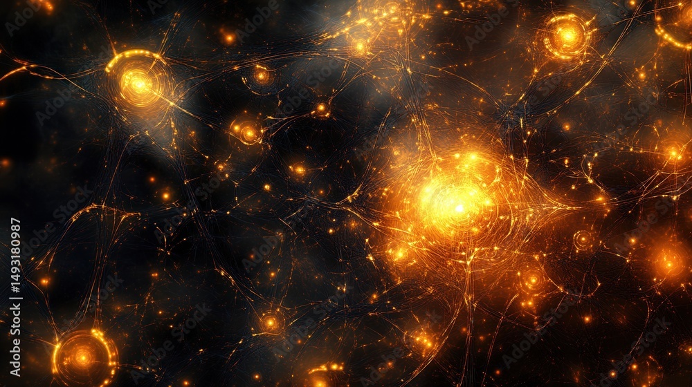 Poster technology network background, with interconnected glowing nodes and dynamic digital pathways, symbo