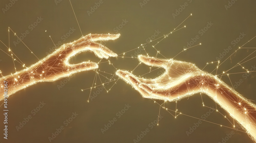 Poster touching interconnected lines of a virtual network, creating a visual metaphor for the growth and ex