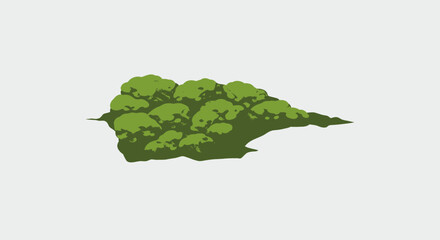 Pixelated Green Bush On Light Gray Background