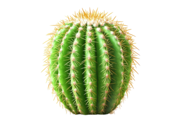 The majestic golden barrel cactus basking under the sun a symbol of resilience in nature on transparent background