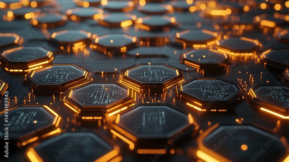 Poster technology lines forming a digital lattice, where each connection point glows and pulses, symbolizin