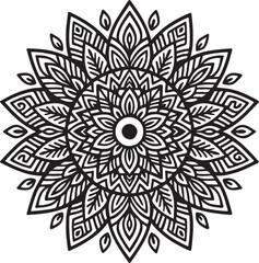 Tribal Mandala Pattern Design Black And White Vector With White Background