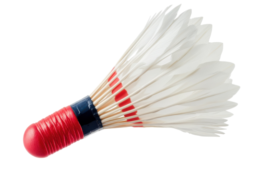 The thrilling flight of a white feathered shuttlecock poised for action in a badminton match a on transparent background