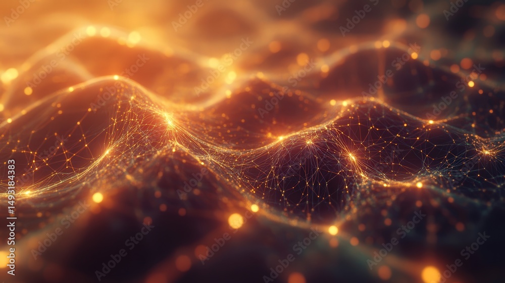 Poster intricate network of glowing points and connecting lines, representing the intelligent architecture 