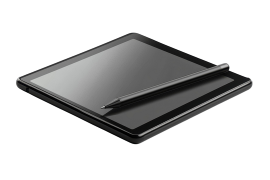 Unleash your creativity with a sleek modern tablet and pen perfect for artists and designers on transparent background