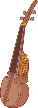 rabab ,Indian music instrument outline drawing clipart

