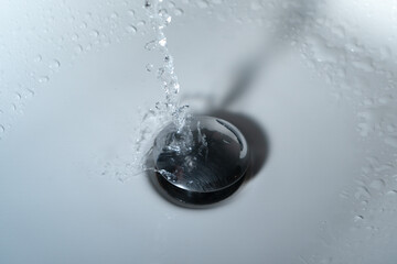 Close up of splashing water from a fountain or shower head