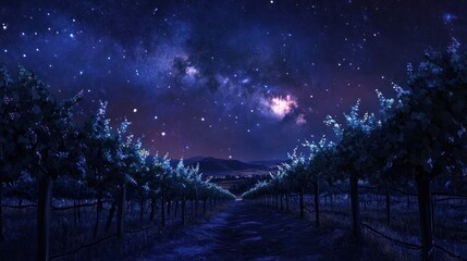 Starry night vineyard path (1)