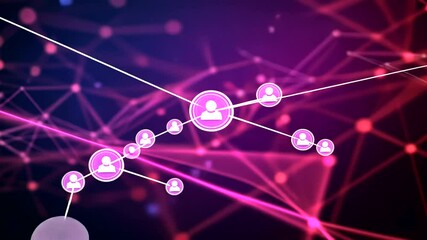 Network Abstract digital network background with person icons and bright pink connections - Powered by Adobe