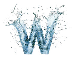 Dynamic Water Splash Forming the Shape of a Letter W in Midair with Falling Droplets and Ripples
