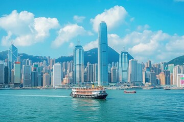 Obraz premium Hong Kong Skyline with Ferry