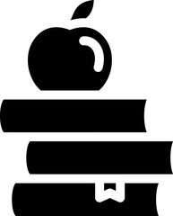 Apple and books education icon. Silhouette icon.