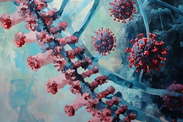 Virus Cells and DNA Strand