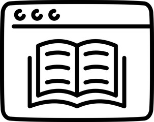 Online learning platform with books icon - Editable Stroke SVG, fully scalable.