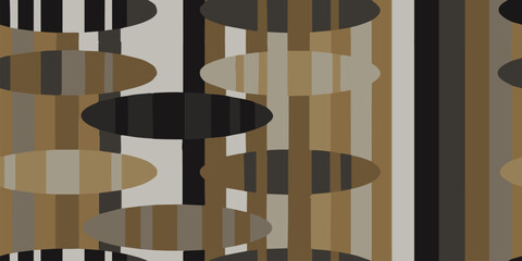 Vertical stripes with ellipses. Seamless texture of geometric shapes. Vector illustration