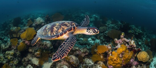Sea Turtle in Coral Reef