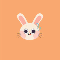 Adorable Confused Bunny Illustration A Cute and Quirky Design Featuring a Questioning Rabbit