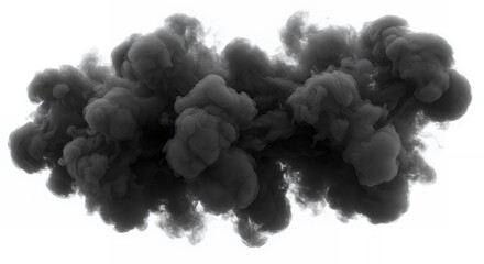 Black smoke cloud on a white background