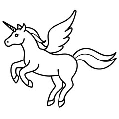 Flying-unicorn  on white background, Instant Digital Download.