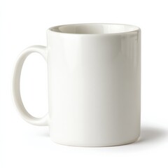 A plain white mug, perfect for your morning coffee or tea. Simple and elegant.