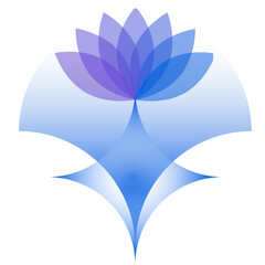 Stylized Blue Lotus Icon, Blue and Purple Gradient Vector Illustration