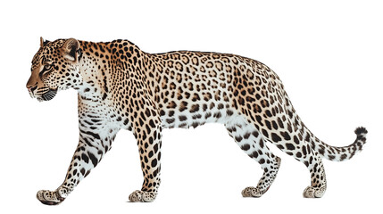 A leopard walking, a leopard walking scene, a leopard walking in the jungle, the king of the jungle walking, the charming walk of a leopard, on a transparent backgrounds