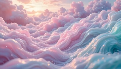 Ethereal pastel cloudscapes flow like ocean