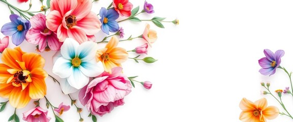 Delicate watercolor floral bouquet, vibrant hues on crisp white background,  pastel,  delicate