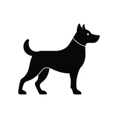 Dog with Leash Outdoor Vector Silhouette