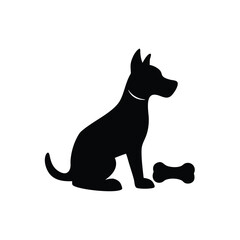 Dog with Bone Pet Vector Silhouette Art