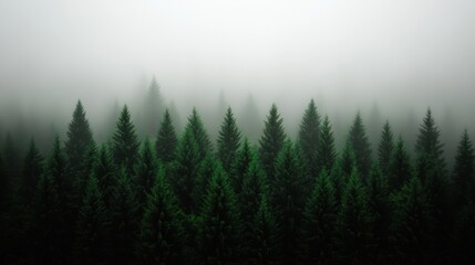 A serene forest shrouded in mist creates a mysterious atmosphere, ideal for projects involving nature, tranquility, or adventure themes, Perfect for backgrounds, book covers, or wellness materials,