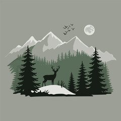 Fototapeta premium Minimalist Sage Green Wilderness Scene