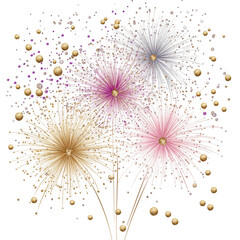 Obraz premium Colorful fireworks celebration isolated on transparent background